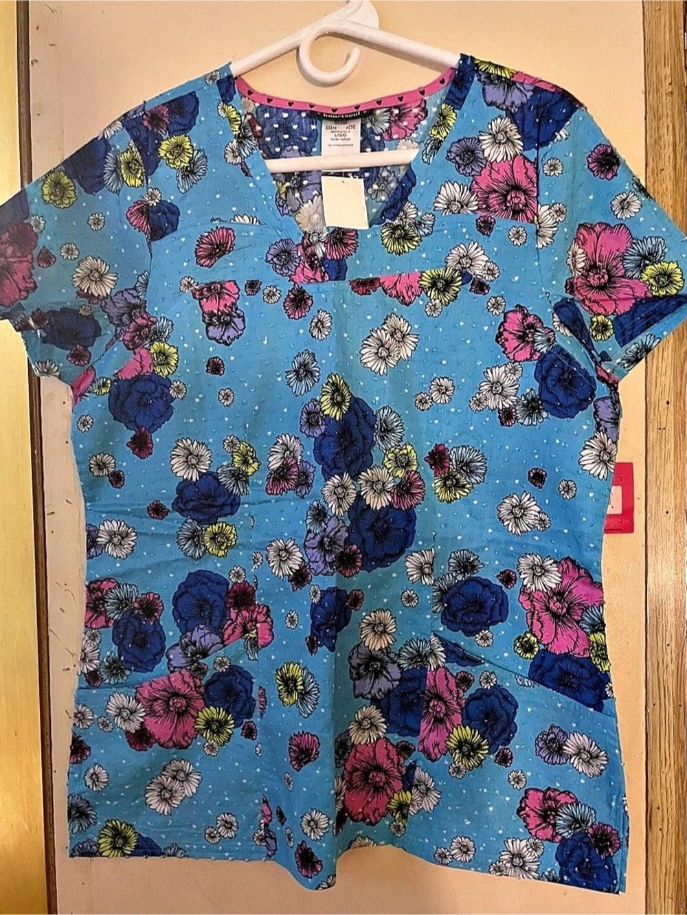 HeartSoul Floral Tunic Blue & Pink Size Large